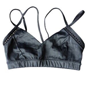 Track & Bliss Black / Dark Grey Strappy Sports Bra with Cutout Pattern